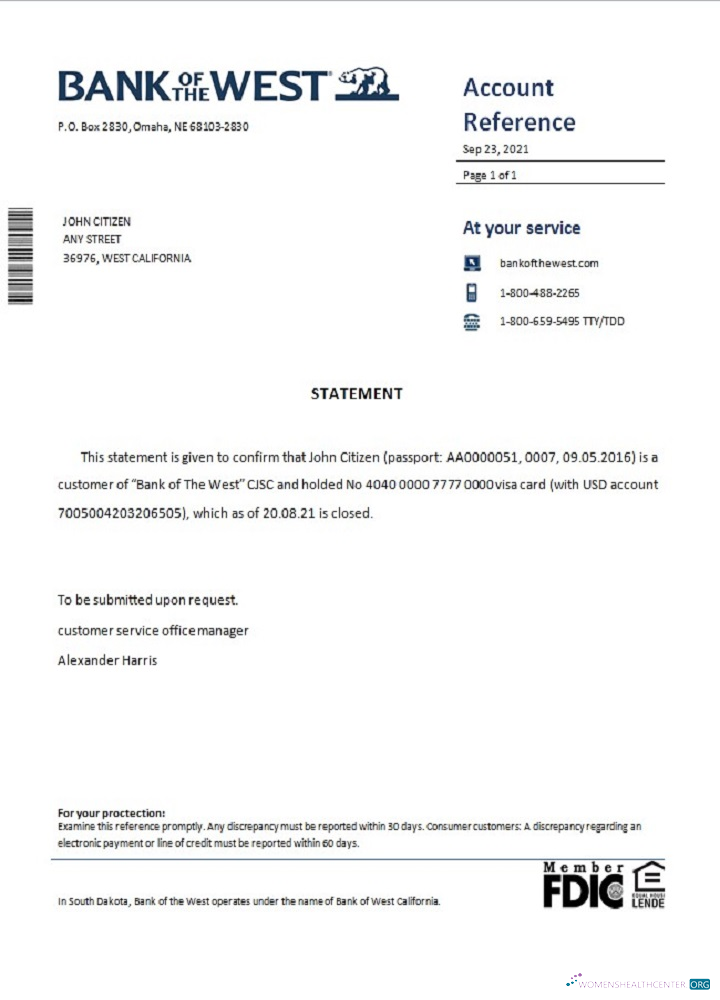 Download USA Bank of the West closure reference Photoshop template